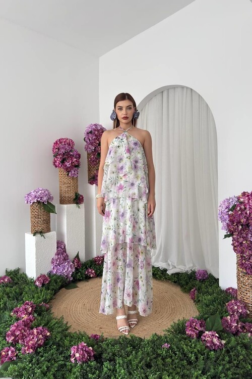 Jeon Boyun Askılı Elbise