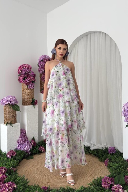 Jeon Boyun Askılı Elbise