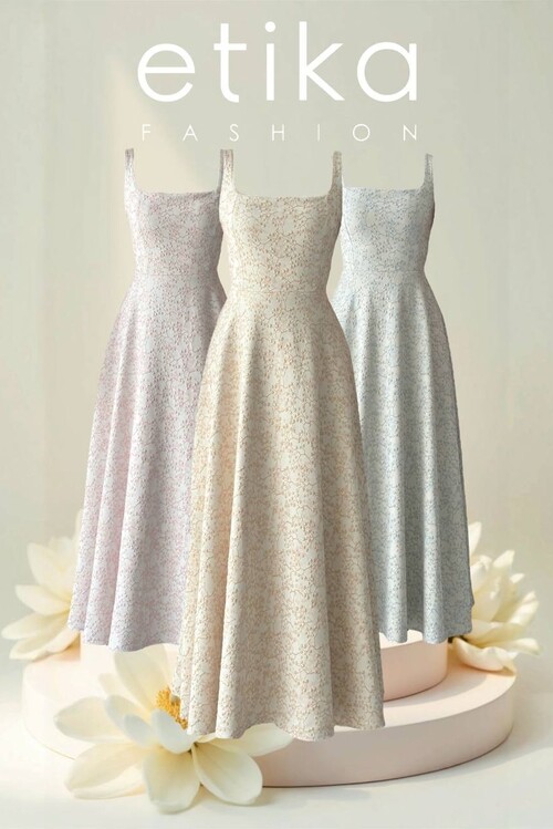 Kalf Çiçek Detaylı Elbise