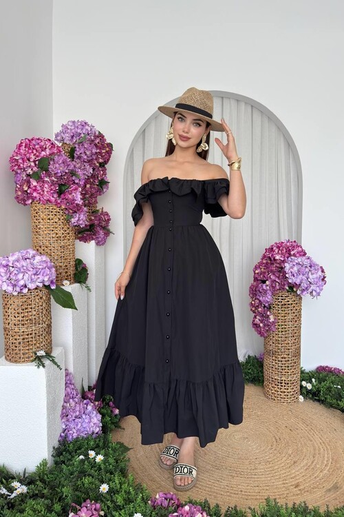 Kapuda Fırfırlı Elbise