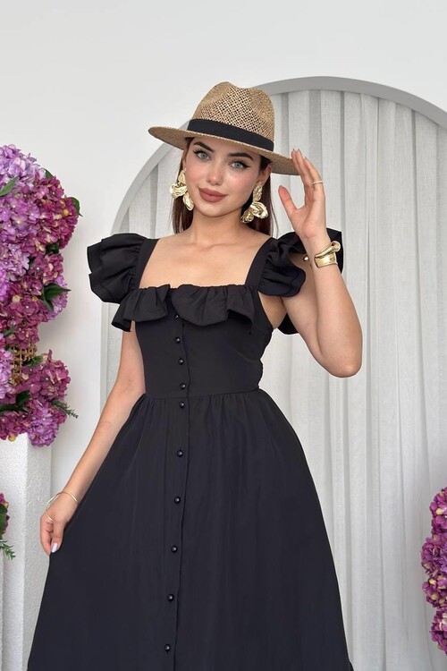 Kapuda Fırfırlı Elbise