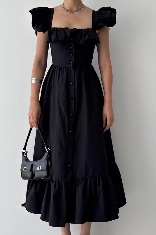 Kapuda Fırfırlı Elbise