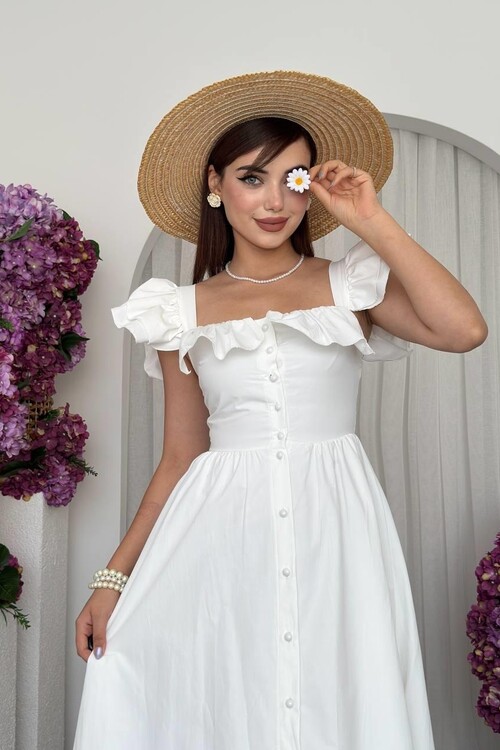 Kapuda Fırfırlı Elbise