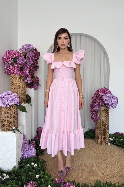 Kapuda Fırfırlı Elbise