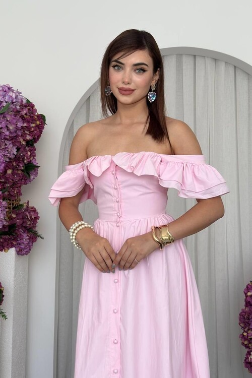 Kapuda Fırfırlı Elbise