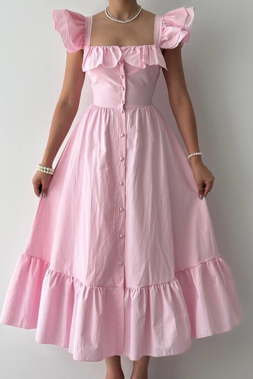 Kapuda Fırfırlı Elbise