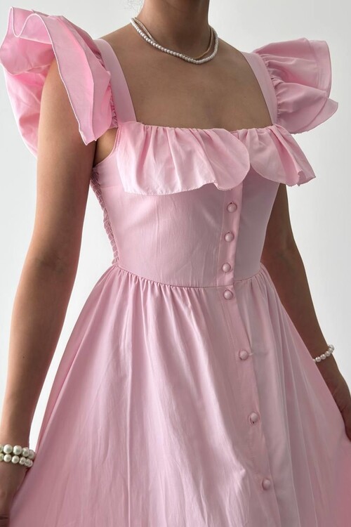 Kapuda Fırfırlı Elbise