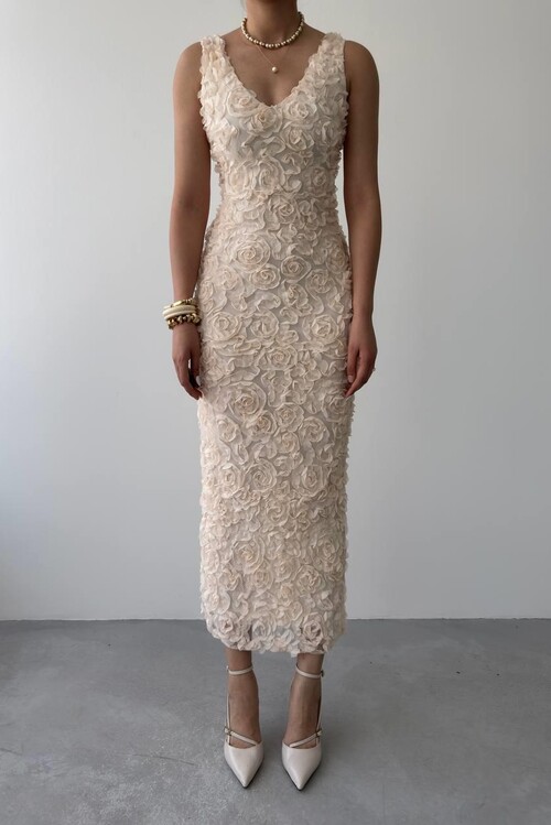 Kren Gül Detaylı Elbise