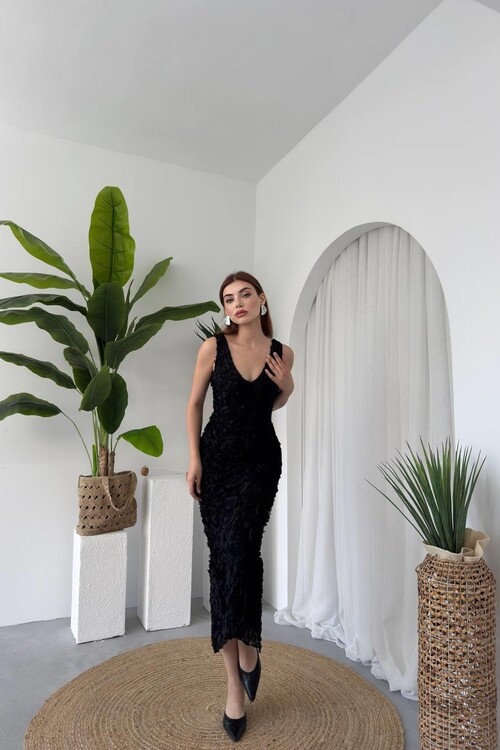 Kren Gül Detaylı Elbise