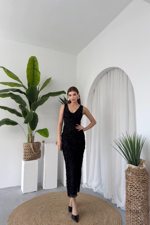 Kren Gül Detaylı Elbise