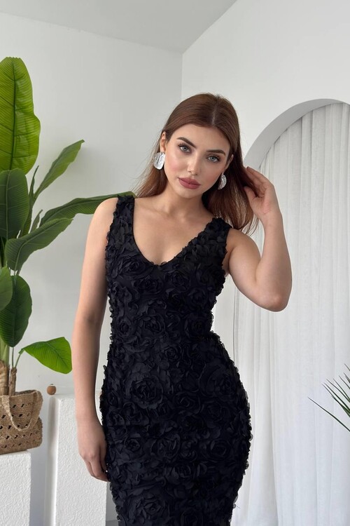 Kren Gül Detaylı Elbise
