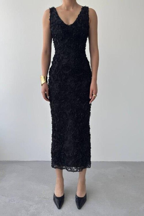 Kren Gül Detaylı Elbise