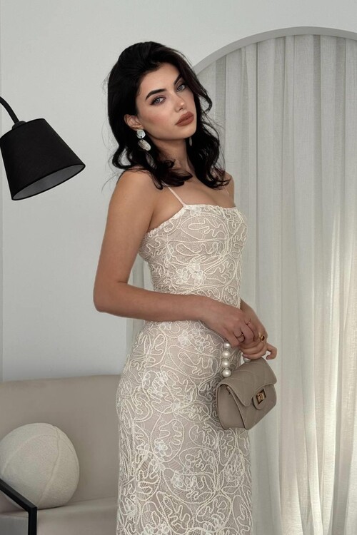 Lande İp Askılı Elbise