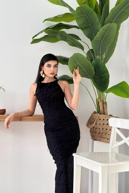 Lers Çiçek Detaylı Elbise