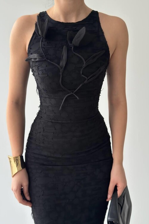 Lers Çiçek Detaylı Elbise