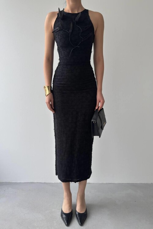 Lers Çiçek Detaylı Elbise