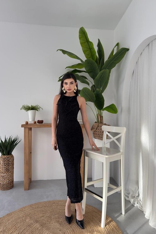 Lers Çiçek Detaylı Elbise