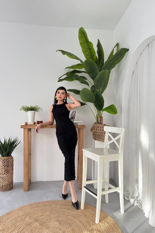 Lers Çiçek Detaylı Elbise