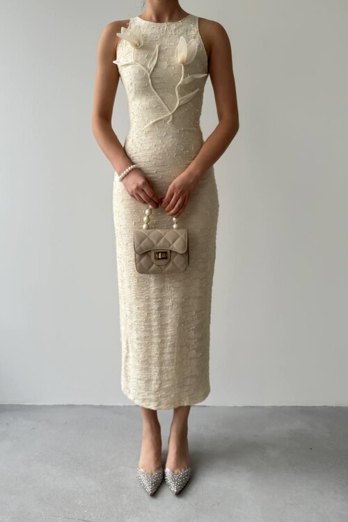 Lers Çiçek Detaylı Elbise