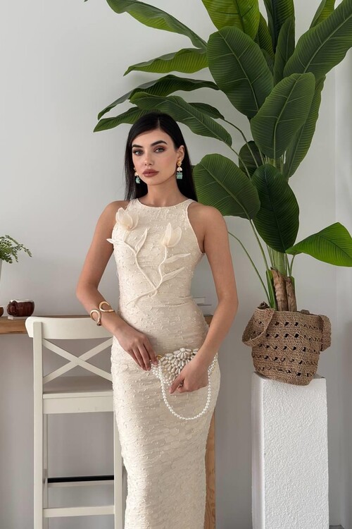 Lers Çiçek Detaylı Elbise