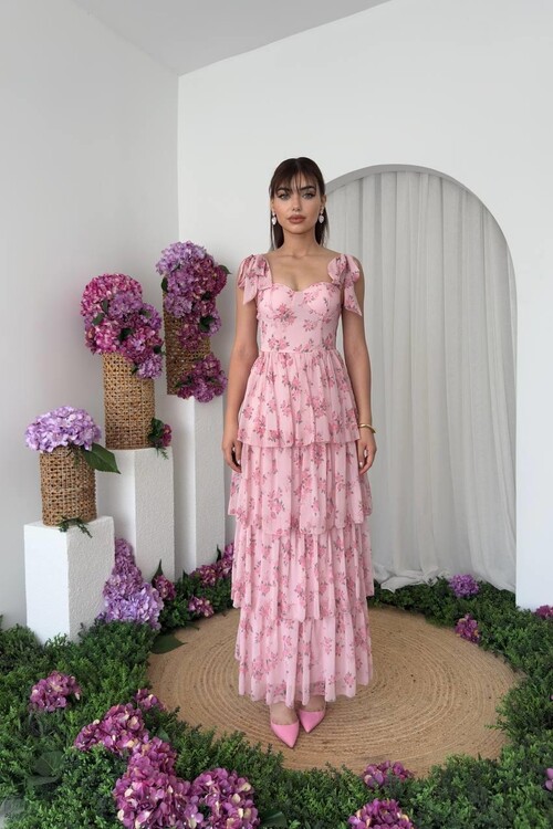 Mafe Omuz Bağlamalı Elbise