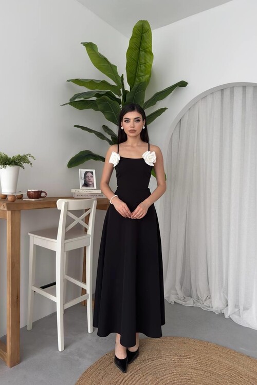 Matilda Gül İp Askılı Elbise