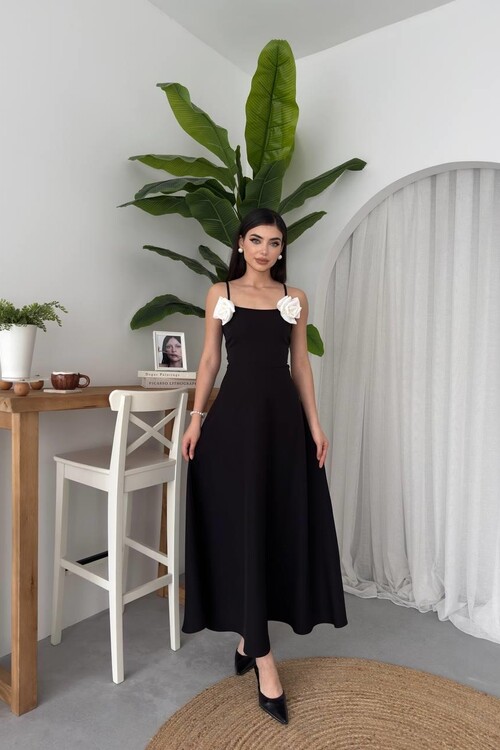 Matilda Gül İp Askılı Elbise