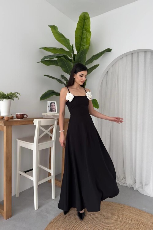 Matilda Gül İp Askılı Elbise