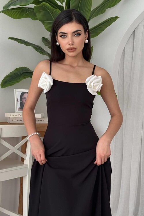 Matilda Gül İp Askılı Elbise