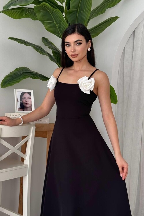 Matilda Gül İp Askılı Elbise