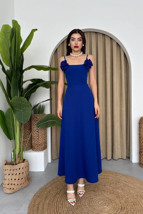 Matilda Gül İp Askılı Elbise