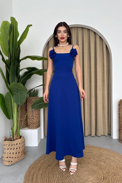 Matilda Gül İp Askılı Elbise