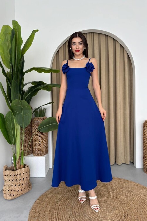 Matilda Gül İp Askılı Elbise