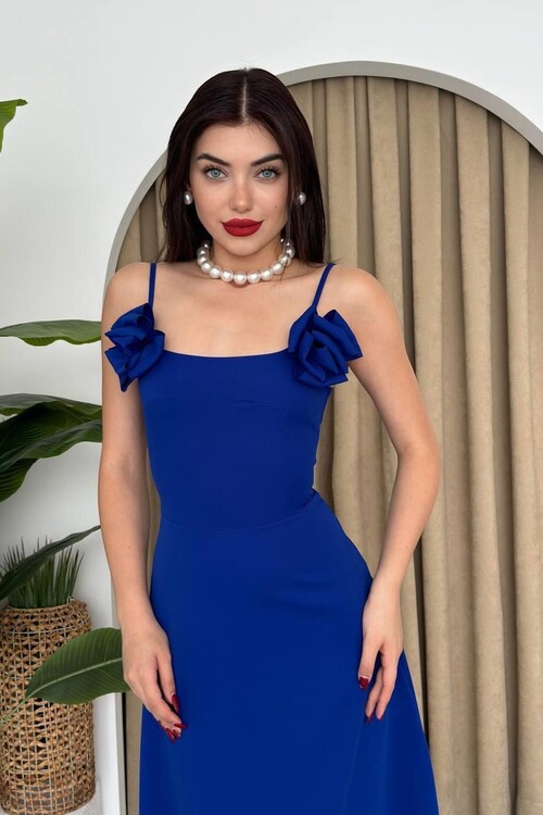 Matilda Gül İp Askılı Elbise