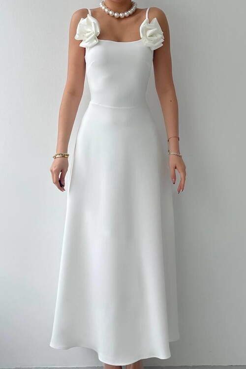 Matilda Gül İp Askılı Elbise