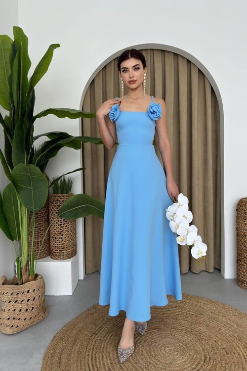 Matilda Gül İp Askılı Elbise