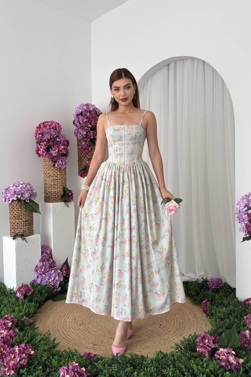 Pars İp Askılı Elbise