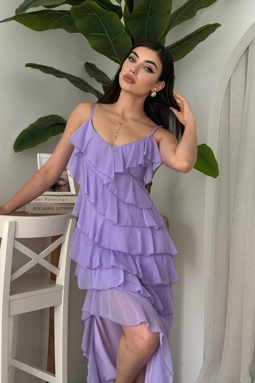 Ples Yırtmaç Detaylı Elbise