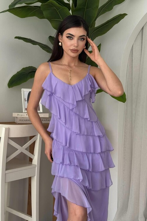 Ples Yırtmaç Detaylı Elbise