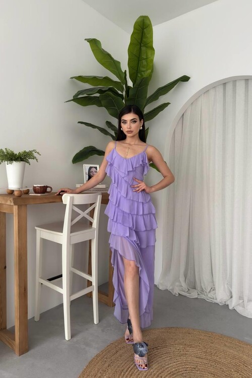 Ples Yırtmaç Detaylı Elbise