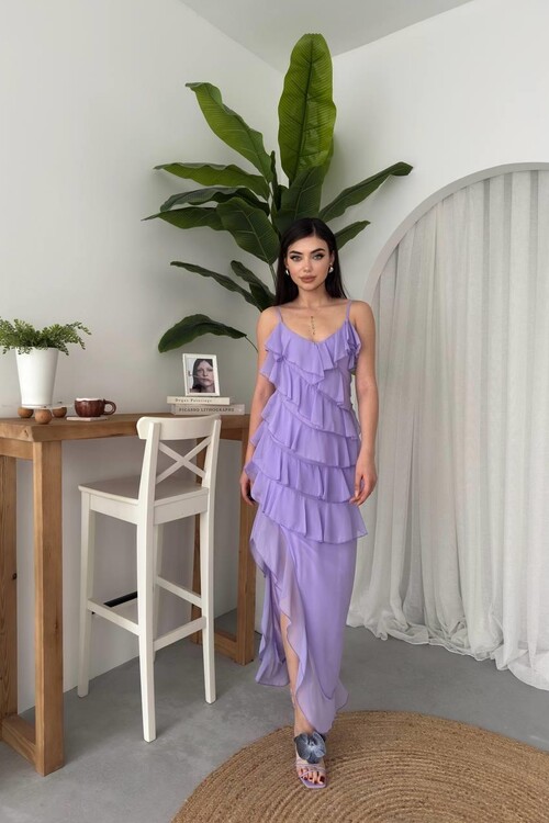 Ples Yırtmaç Detaylı Elbise