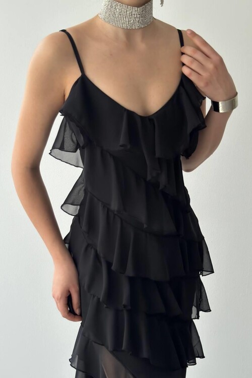 Ples Yırtmaç Detaylı Elbise