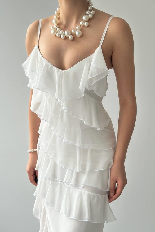 Ples Yırtmaç Detaylı Elbise