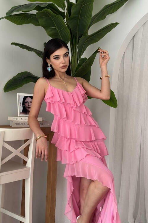 Ples Yırtmaç Detaylı Elbise