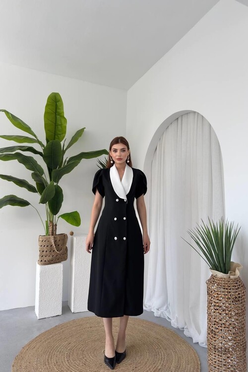 Reta Düğme Detaylı Elbise
