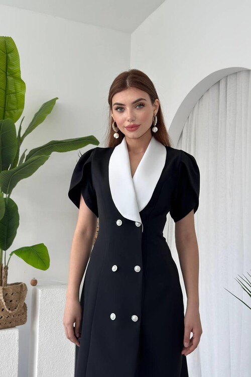 Reta Düğme Detaylı Elbise