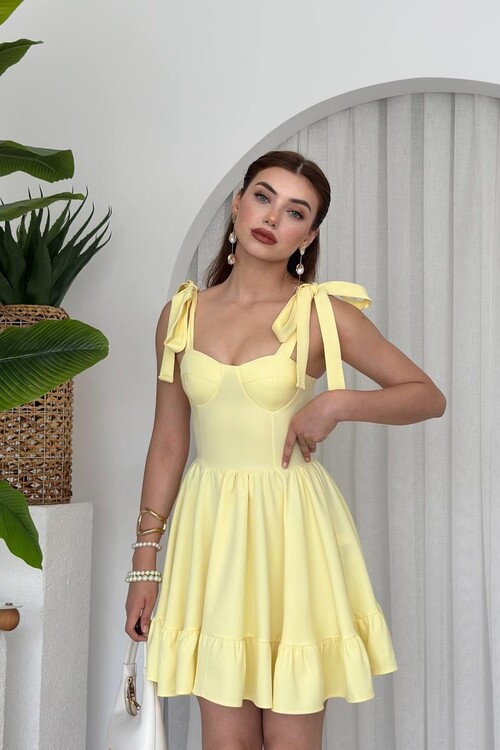 VERO OMUZ BAĞLAMALI ELBİSE