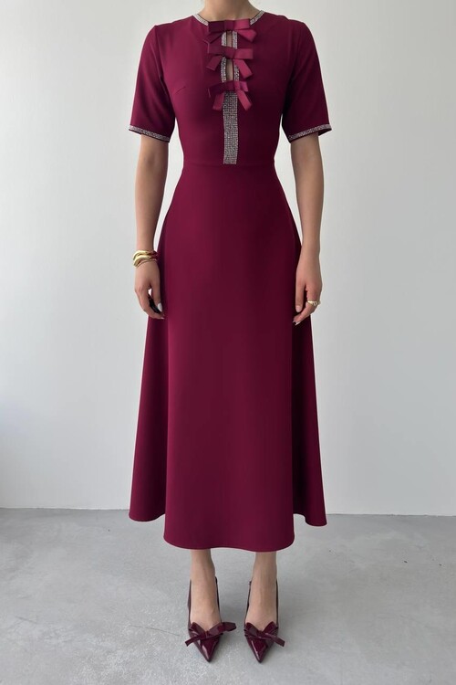 Wera Taşlı Fiyonk Detaylı Elbise