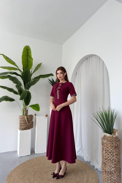 Wera Taşlı Fiyonk Detaylı Elbise