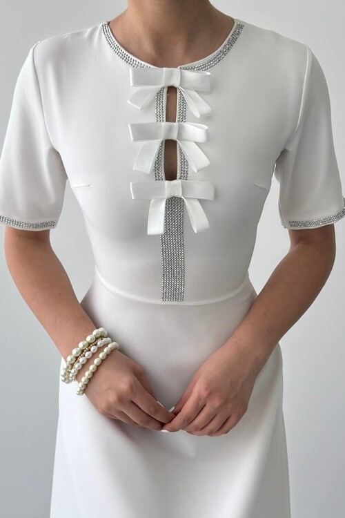 Wera Taşlı Fiyonk Detaylı Elbise